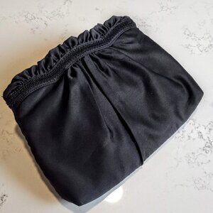Vintage Magid Black Satin Soutache Ruffle Trim Bag